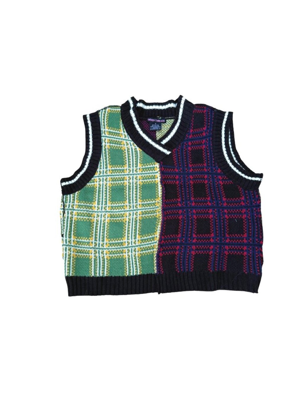 Trendy Threads Women's Sweater Vest Sz 1X Multicolor Coloblock V-Neck